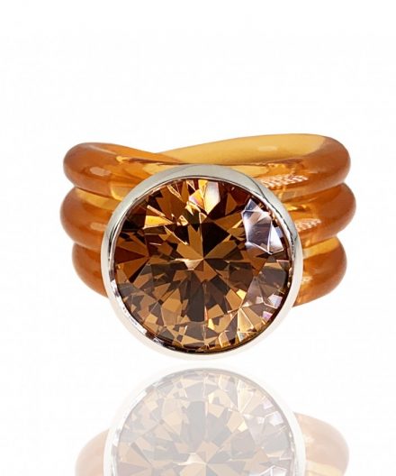 Alternative view of Ring Dakini gross mit Zirkonia Champagner