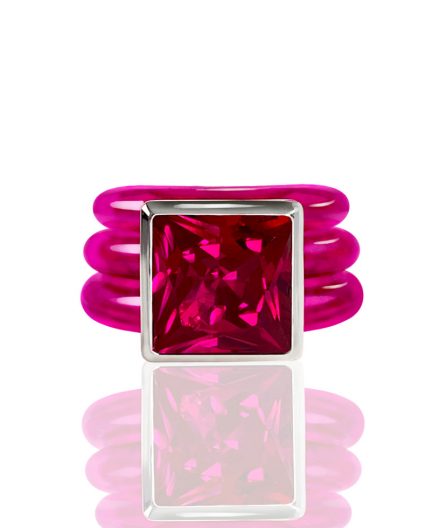 Alternative view of Ring Dakini square with zirconia ruby