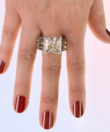 Alternative view of Ring Dakini square with zirconia white
