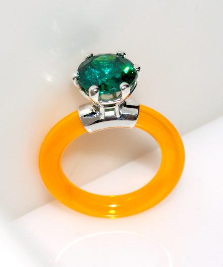 Ring Kishar XL mit Zirkonia Petrolgrün
