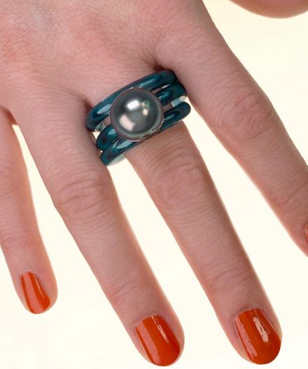Alternative view of Ring Apollo Silber mit Tahitiperle