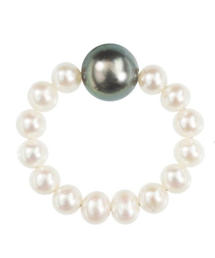 Ring Pearl AB with Tahitian pearl